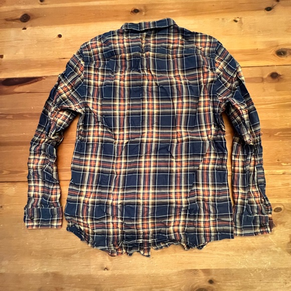 Men’s Banana Republic Luxe Flannel Slim Fit Blue & Orange Button Collar Shirt M - Picture 3 of 4